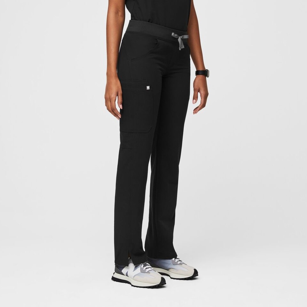 FIGS Women’s Skinny Scrub Pants in Black with Gray Drawstring